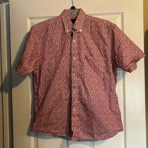 TailorByrd men’s red and white floral button down shirt size medium